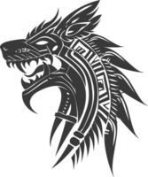 silhouette tribal animal head only using Aztecs style black color only vector