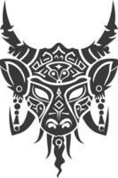 silhouette tribal animal head only using Aztecs style black color only vector