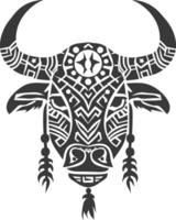silhouette tribal animal head only using Aztecs style black color only vector