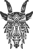 silhouette tribal animal head only using Aztecs style black color only vector
