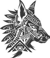 silhouette tribal animal head only using Aztecs style black color only vector