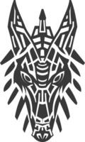 silhouette tribal animal head only using Aztecs style black color only vector