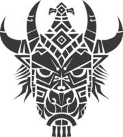 silhouette tribal animal head only using Aztecs style black color only vector