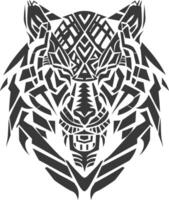 silhouette tribal animal head only using Aztecs style black color only vector