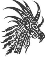 silhouette tribal animal head only using Aztecs style black color only vector