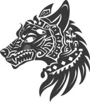 silhouette tribal animal head only using Aztecs style black color only vector