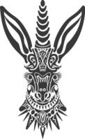 silhouette tribal animal head only using Aztecs style black color only vector