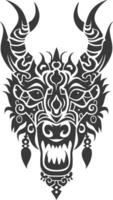 silhouette tribal animal head only using Aztecs style black color only vector