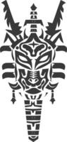 silhouette tribal animal head only using Aztecs style black color only vector