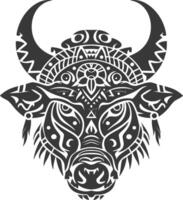 silhouette tribal animal head only using Aztecs style black color only vector