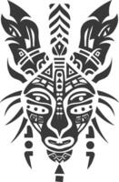 silhouette tribal animal head only using Aztecs style black color only vector