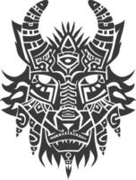 silhouette tribal animal head only using Aztecs style black color only vector