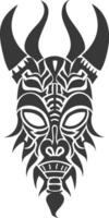 silhouette tribal animal head only using Aztecs style black color only vector