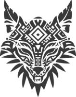 silhouette tribal animal head only using Aztecs style black color only vector