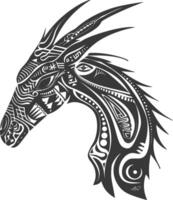 silhouette tribal animal head only using Aztecs style black color only vector