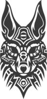 silhouette tribal animal head only using Aztecs style black color only vector