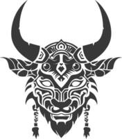silhouette tribal animal head only using Aztecs style black color only vector