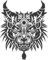 silhouette tribal animal head only using Aztecs style black color only vector