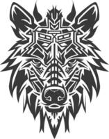 silhouette tribal animal head only using Aztecs style black color only vector