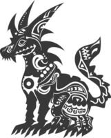 silhouette tribal animal using Aztecs style black color only vector