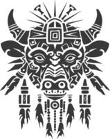 silhouette tribal animal head only using Aztecs style black color only vector
