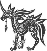 silhouette tribal animal using Aztecs style black color only vector
