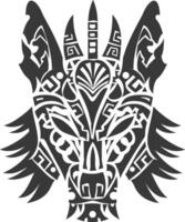 silhouette tribal animal head only using Aztecs style black color only vector