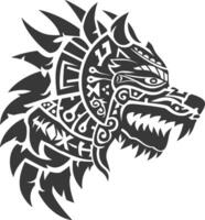 silhouette tribal animal head only using Aztecs style black color only vector
