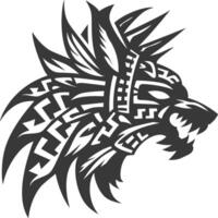 silhouette tribal animal head only using Aztecs style black color only vector