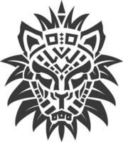 silhouette tribal animal head only using Aztecs style black color only vector