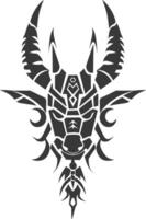 silhouette tribal animal head only using Aztecs style black color only vector