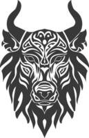 silhouette tribal animal head only using Aztecs style black color only vector