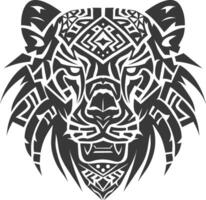silhouette tribal animal head only using Aztecs style black color only vector
