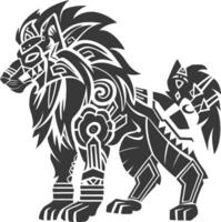 silhouette tribal animal using Aztecs style black color only vector