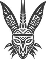 silhouette tribal animal head only using Aztecs style black color only vector