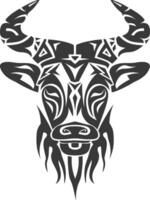 silhouette tribal animal head only using Aztecs style black color only vector