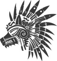 silhouette tribal animal head only using Aztecs style black color only vector