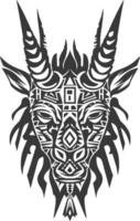 silhouette tribal animal head only using Aztecs style black color only vector