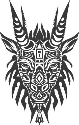 silhouette tribal animal head only using Aztecs style black color only