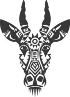 silhouette tribal animal head only using Aztecs style black color only vector