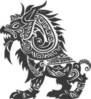 silhouette tribal animal using Aztecs style black color only vector