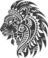 silhouette tribal animal head only using Aztecs style black color only vector