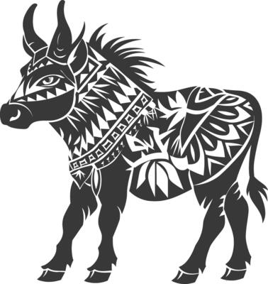 silhouette tribal animal using Aztecs style black color only