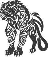 silhouette tribal animal using Aztecs style black color only vector