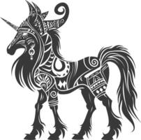 silhouette tribal animal using Aztecs style black color only vector