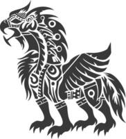 silhouette tribal animal using Aztecs style black color only vector