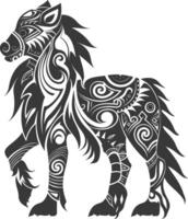 silhouette tribal animal using Aztecs style black color only vector