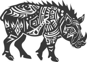 silhouette tribal animal using Aztecs style black color only vector