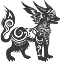 silhouette tribal animal using Aztecs style black color only vector