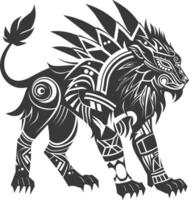 silhouette tribal animal using Aztecs style black color only vector